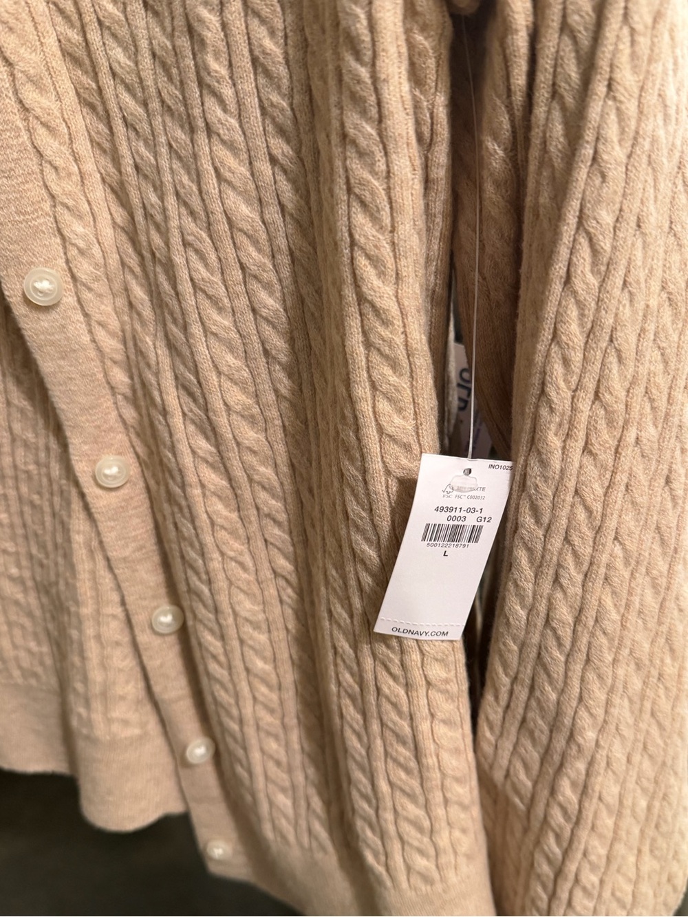 Women's Cable Knit Button-Front Cardigan Sweater - Blush - Picture 4 of 5